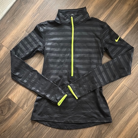 Nike Tops - Nike Black and Neon Yellow Quarter-Zip Top